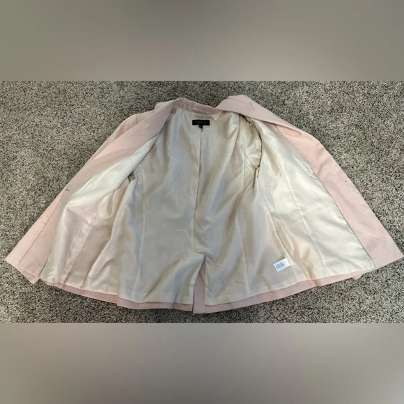 💗 💗TALBOTS Birdseye Knit One-Button Preppy Blazer - Peach & White 💗💗 - Picture 11 of 12